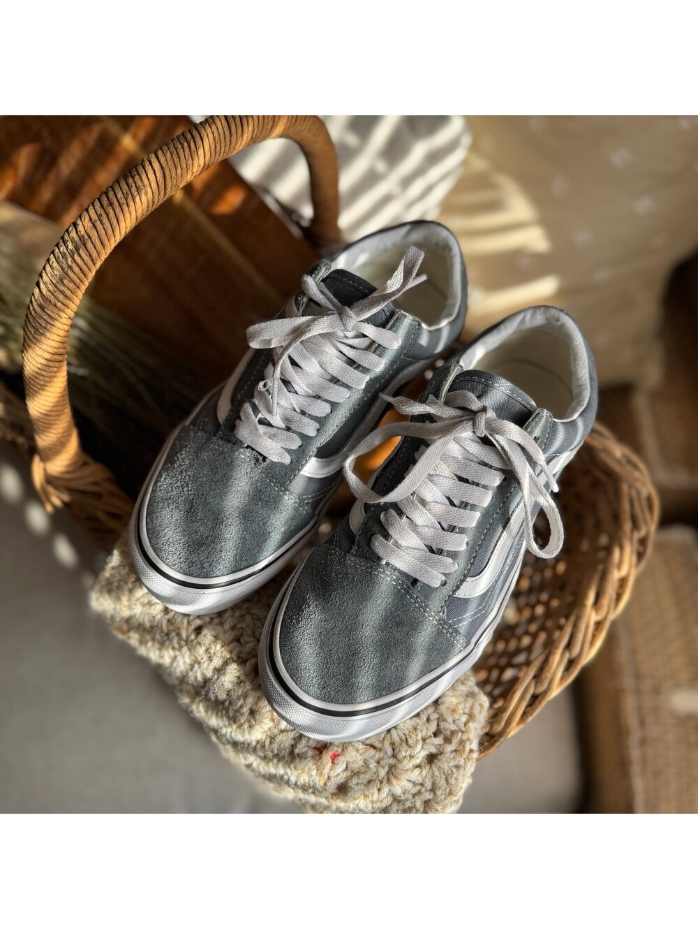 Vans old skool smoke blue “rain drum” casual pig suede women’s shoes sz 8